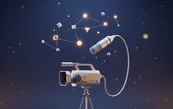 Caméra et micro dans l'espace.